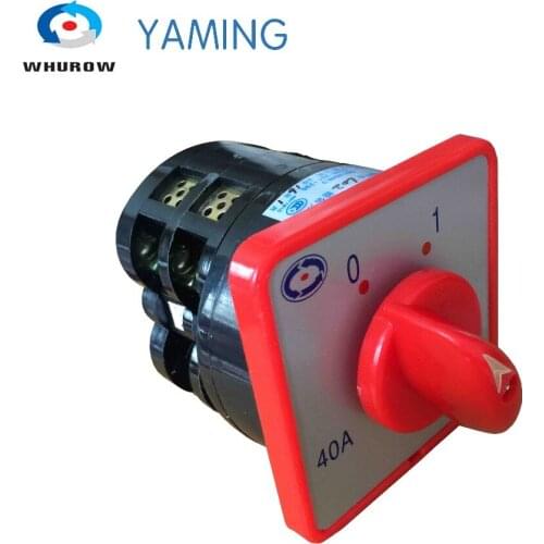 40A 7.5kw 380V 2 pole 3 position universal rotary cam changeover switch silver contact red HZ5-40/7.5 L02