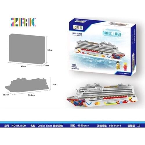 4950pcs Challenge ZRK Mini Blocks Big Size Cruise Ship Model Building Bricks Cruise Liner DIY Assembly Toys for Children Gifts