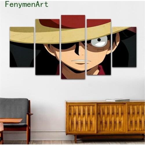 5 Panel Anime One Piece Posters HD Print Modern Wall Art Canvas Print Painting Luffy Picture for Living Room Home Decor No Frame