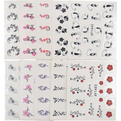 50 Sheets Mixed Styles Watermark Flower Cat Etc Stickers Nail Art Water Transfer Tips Decals Beauty Temporary Tattoos Tools