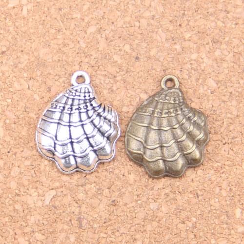68pcs Charms shell 19mm Antique Pendants,Vintage Tibetan Silver Jewelry,DIY for bracelet necklace