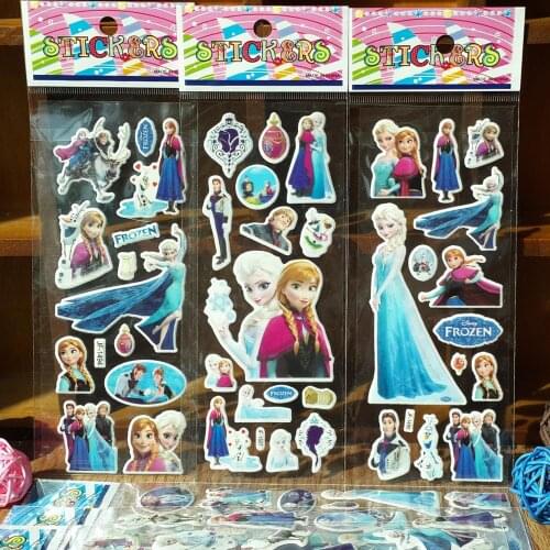 8 pcs/lot Disney cartoon sticker children bubble sticker PVC girl frozen princes sticker reward sticker