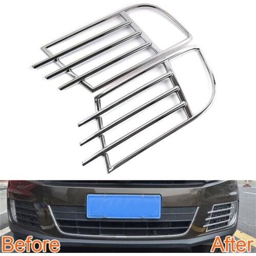 Abaiwai Car Styling Front Fog Light Lamp Cover Frame Grille Trim ABS Chrome Decoration For Tiguan 2013 2014 2015 Car Accessories