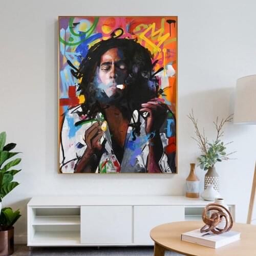 Bob Marley Abstract Portrait Art Canvas Painting Cuadros Posters Print Wall Art for Living Room Home Decor