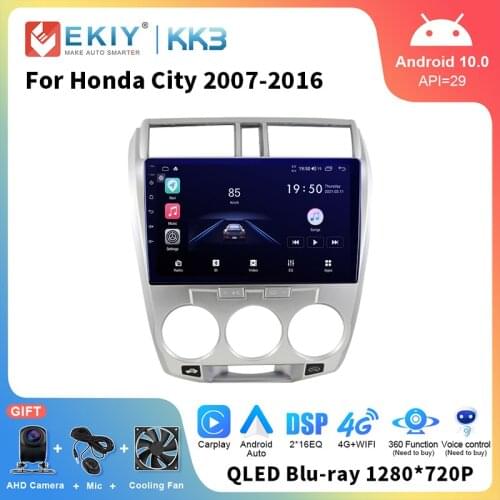 EKIY Car Radio For Honda City 2007-2016 Android 10.0 Navigation GPS Navi Player Auto Multimedia Stereo Head Unit No 2 Din DVD