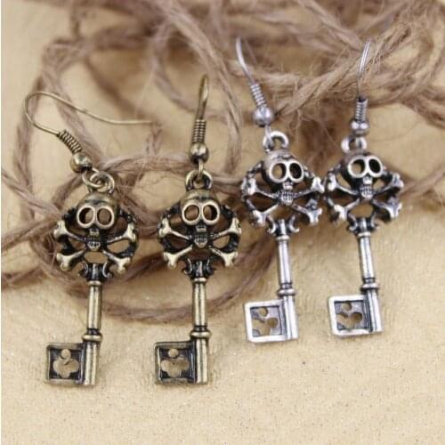Free shipping 10 pair/ lot fashion female metal vintage skeleton key earrings fashion
