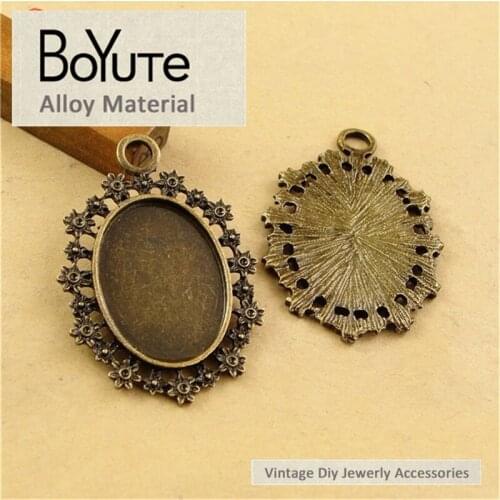 BoYuTe (30 Pieces/Lot) 25*18MM Cabochon Base Vintage Accessories Parts Antique Bronze Pendant Tray Material for Jewelry Findings
