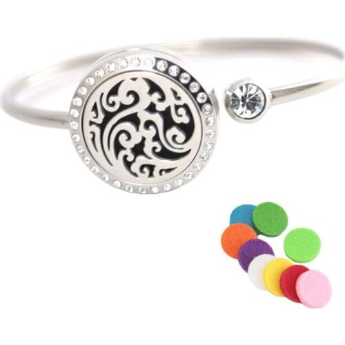 Ocean Bracelet Locket Bangle Aromatherapy 25mm Magnet Crystal Stainless steel essential oil diffuser locket bracelet