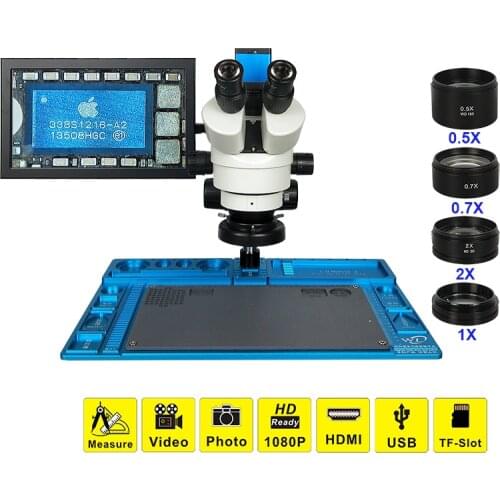 22MP/38MP HDMI USB Digital Camera 11.6'' LCD Trinocular Stereo Soldering Microscope HD Stand Workbench 144 LED for Repair Phone
