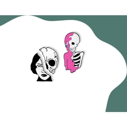 Enamel Glaze Pin Exaggerated Brooch Skull Anime Cartoon Badge Fixed Clothes Bag Accessories Pendant Punk Cowboy Lapel Pins 2021