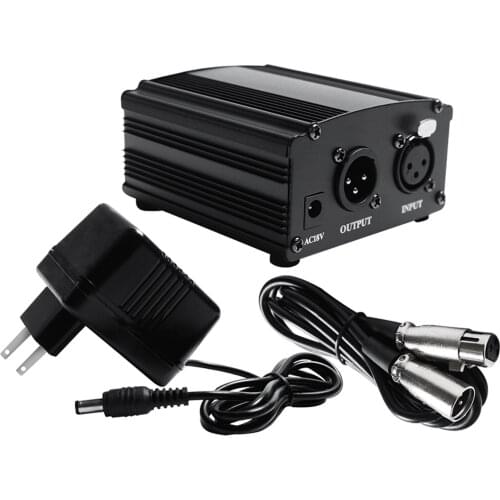 48V Phantom Power Supply and XLR 3 Pin Cable for Microphone Music Equipment