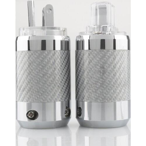 FP840 Carbon Fiber Rhodium Plated US Male Female Power Connector HIFI DIY Mains Connector