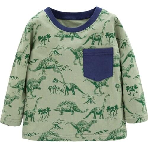 Jumping meters New Arrival Fashion Boys T shirts Applique Train Cotton Lovely Baby Clothes Long Sleeve Boys Girls Tees Clothing