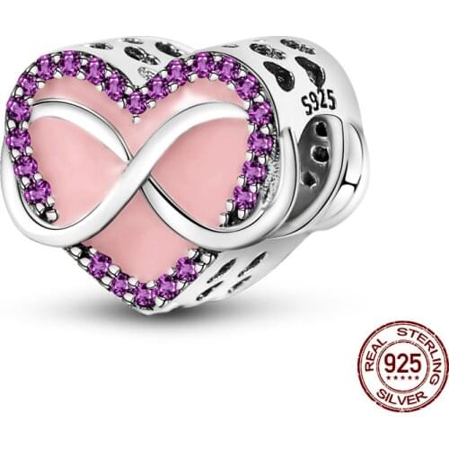 Hot New Products 2021Arrival 100% Real 925 Sterling Silver Eternity Symbol Heart-Shaped Beads Fit Original 3mm Bracelet DIY Jew