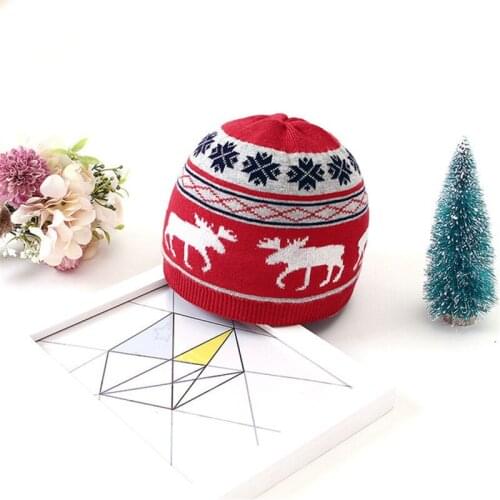 Cotton knitted newborn red hat chrismas deer cap baby hood fairy dicer kids headgear child cute cap winter keep warm headwear
