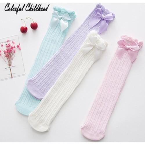 Cotton Baby Socks Silk Bowknot design Knee High socks Kids infantil Boy/Girls Socks children Leg Warmers 0-24m