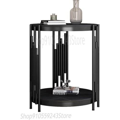 Italian Style Rock Board Sofa Side Cabinet Light Luxury Corner Table Living Room Side Table Simple Balcony Small Coffee Table Be