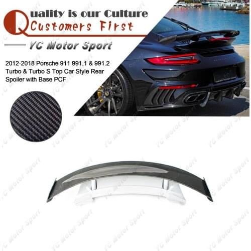 Carbon Fiber Trunk Wing with FRP Base Fit For 2012-2018 911 991.1 & 991.2 Turbo & Turbo S Top Car Style Rear Spoiler Wing