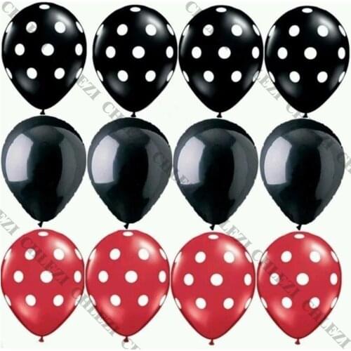 Ladybug Black Red White Spot Latex Balloons Polka dot Wave point globos Mickey Minnie Birthday Party Decor Supplies 12pcs/lot