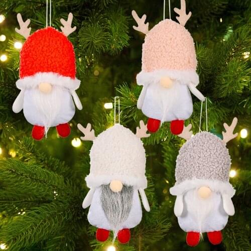 2022 Mini Rudolph Antlers Gnome Christmas Doll Merry Christmas Decorations for Home Cristmas Ornament Noel Deco 2021 Kid Gift