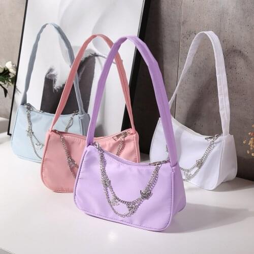 Fashion Pure Color Butterfly Chain Ladies Armpit Bag Retro Female Handbag Vintage Design Women Shoulder Bag Clutch Purse