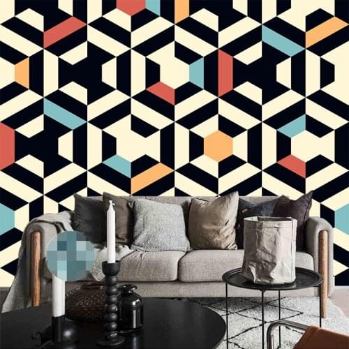 Custom any size 3D wall mural wallpapers Modern fashion Color geometric pattern Triangular 3D Perspective Wall Sticker YBZ107