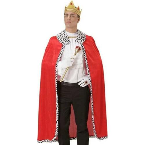 Halloween 130cm Royal Red Velvet Queen King Deluxe Cape Cloak Sceptre Fancy Dress Costume Purim Carnival Cosplay Christmas