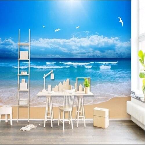 Wallpapers Youman Custom HD Photo Wallpaper Living Room 3D Wall Murals Blue Sky Sea Beach Wall Paper Home Decor Wallcoverings