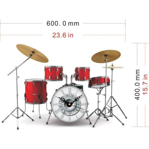 3D Rock Roll Instruments Sticker Wall Clock Fancy DIY Acrylic Roman Number Clock Self Adhesive Decorative Sticker&Vintage Watch