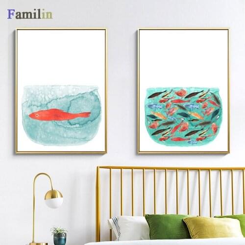 Baby Nursery Wall Art Canvas Poster Print Cartoon Fish Painting Nordic Kids Decoration Picture Children Bedroom Decor