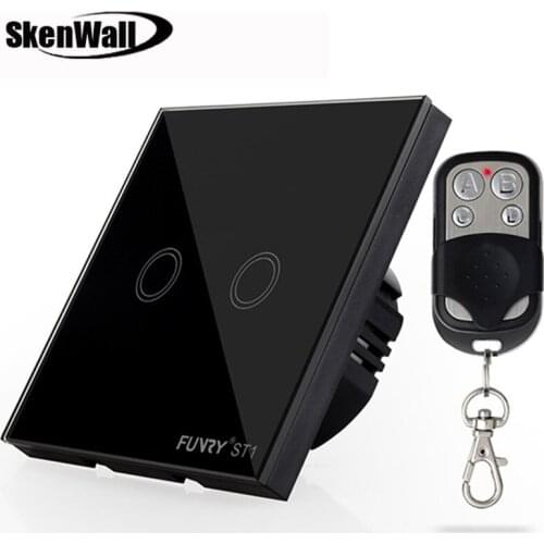 EU Standard 2Gang 170-240V 433MHz Wall Switch Touch Switch Smart Remote Control Luxury Crystal Glass Surface Waterproof 86*86mm