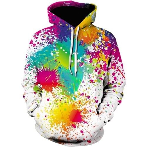 2020 Fall/winter New Mens And Womens Hoodie Splatter 3d Printing Tie-dye Hoodie Watercolor Cool Sweatshirt White Pullover Coat