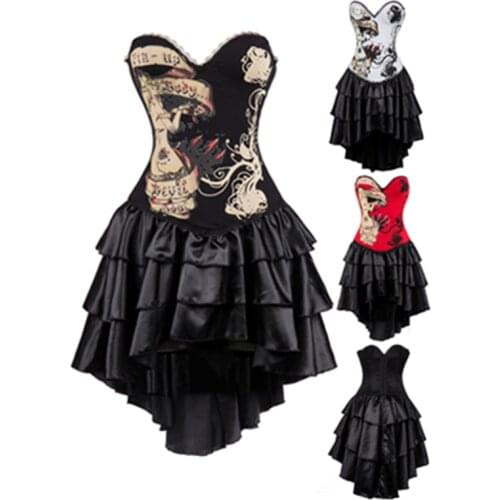 New Arrival Women Steampunk Corsets Dress Vintage Bustier Top Gothic Overbust Corset Dress Waist Corset Sexy Lace Waist Trainer