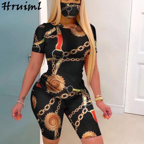 New Womens suits Short Sleeve Tops&shorts Knitted Summer Tracksuit Female Running Fitness Print 2 Piece Sets Womens Outfits