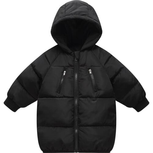 Unini-yun Toddler Hooded Long Outerwear Kids Winter Coat 2018 New Brand Baby Winter Girls Warm Solid Coat High Quality 18M-7T