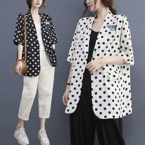 Summer Large Size Dot Casual Suit Coat Blaser Feminino Elegant Office Woman Suit Chamarras De Mujer Blazers For Women Formal