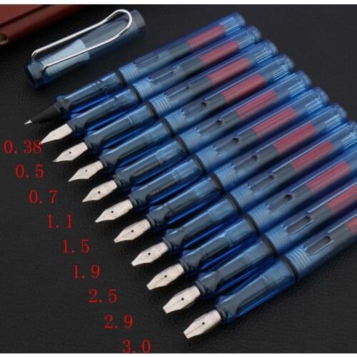 Posture Correction Plastic 039 Fountain Pen Transparent Blue 0.38 0.5 0.7 1.1 1.5 1.9 2.5 2.9 3.0 Calligraphy Parallel Wide