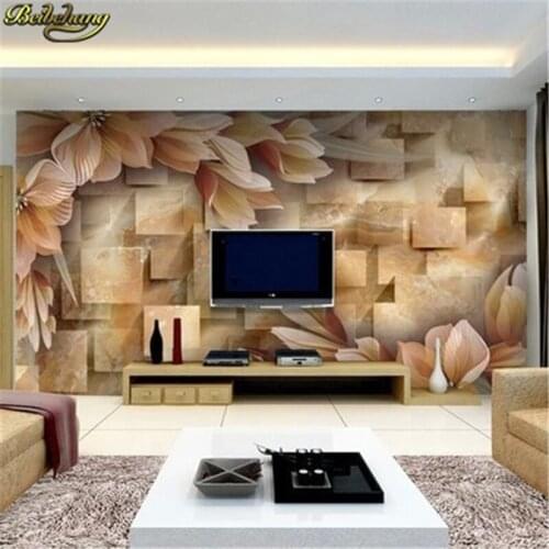 Beibehang Custom 3d photo wall paper3d stereoscopic large mural living room TV backdrop video wall floral wallpaper Continental