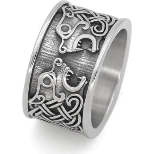 Nordic viking stainless steel bear knot amulet ring celtic knot ring