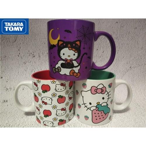 TAKARA TOMY Fashion ceramic material cute cartoon anime Hello Kitty mug simple casual large-capacity coffee cup