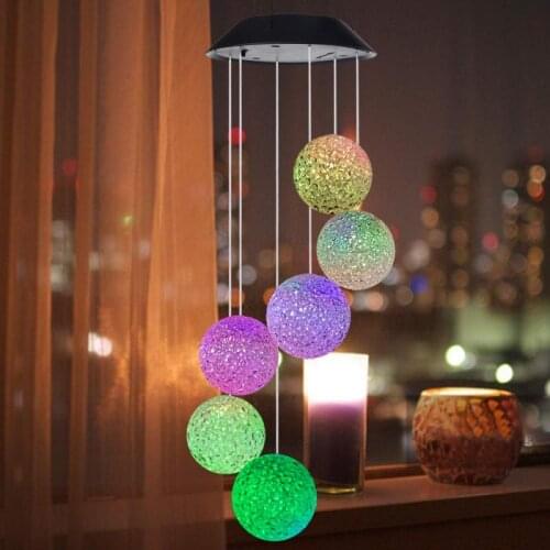 Solar Wind Chime Light Outdoor LED Color Change Spiral Pendant Lantern Garden Fairy Night Light Home Decor