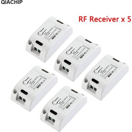 QIACHIP 5pcs 433Mhz Universal RF Remote Control Switch AC 110V 220V Lamp Light LED Bulb Wireless Switches Corridor Room Receiver