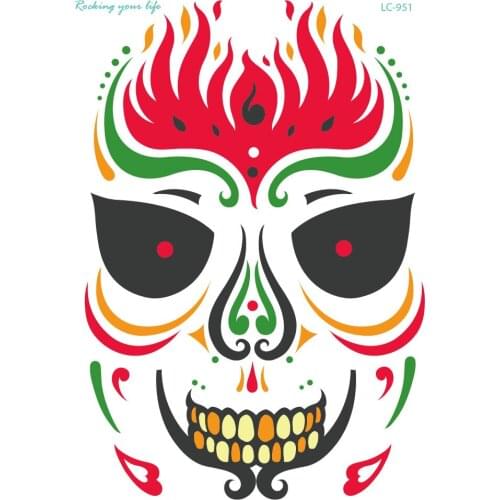 Waterproof Halloween Face Tattoo Sticker Masquerade Face Sticker Mexican Undead Festival Horror Holloween FaceTattoo 500pcs