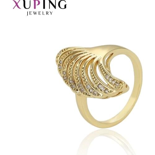 Xuping Exquisite Simplicity Light Yellow Gold Color Plated Jewelry Ring for Women Easter Christmas Gift 15679