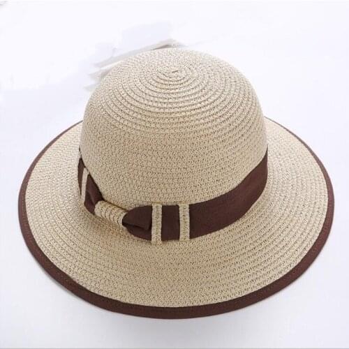 Seioum Fashion New Bow spell color female hat Women Sun Hat Bowknot Foldable Women Straw Hat with sombrero 4colors