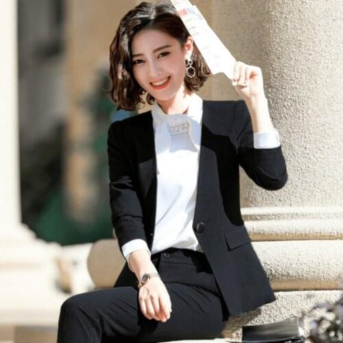 Women suits office sets spring new fashion OL professional dress white office ladies work clothes two piece set top and pants
