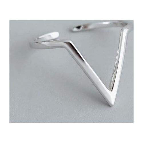 Todorova Minimalist Silver Color Geometric Wave Letter V Adjustable Ring Fashion Jewelry For Women Party Gift Accessories
