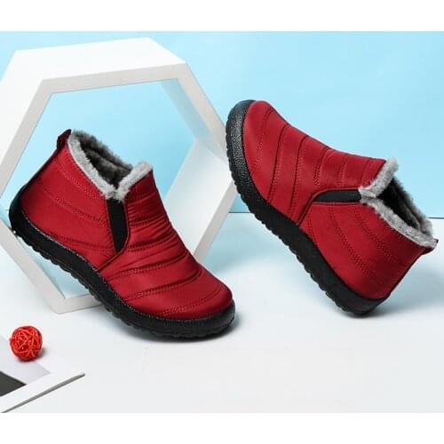 New Unisex Snow Boots Winter Warm Plus Size Waterproof Striped Shoes Slip On Women Men Flats Comfortable Ankle Boots