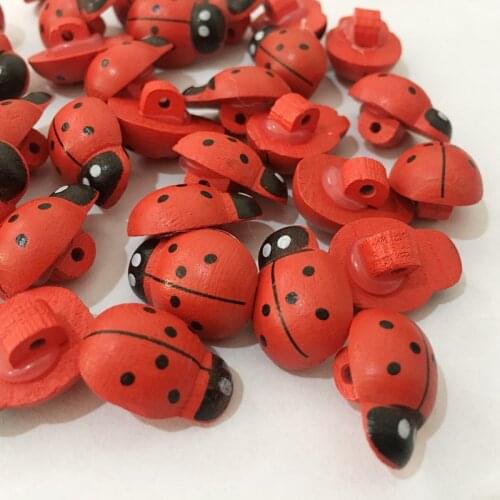 100pcs Mixed Wooden Buttons In Bulk Buttons for Crafts Mixed Buttons Ladybug