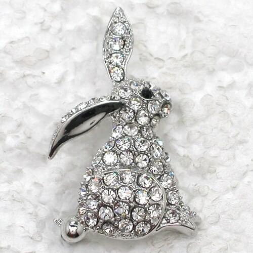 12pcs/lot Wholesale Fashion Brooch Rhinestone Bunny Easter Pin brooches Jewelry gift C101184